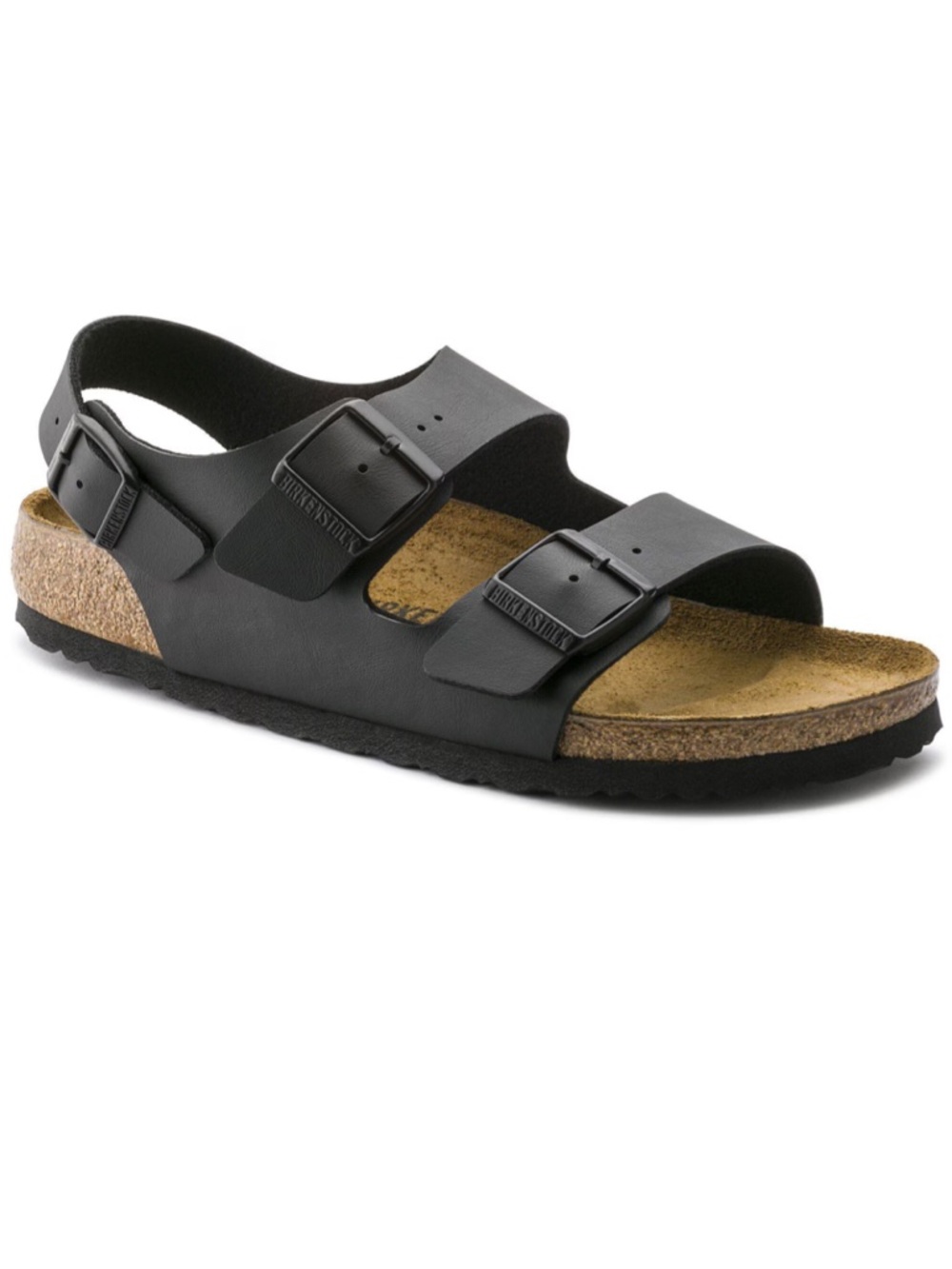 Birkenstock Black Three-Strap Cork Footbed Sandals